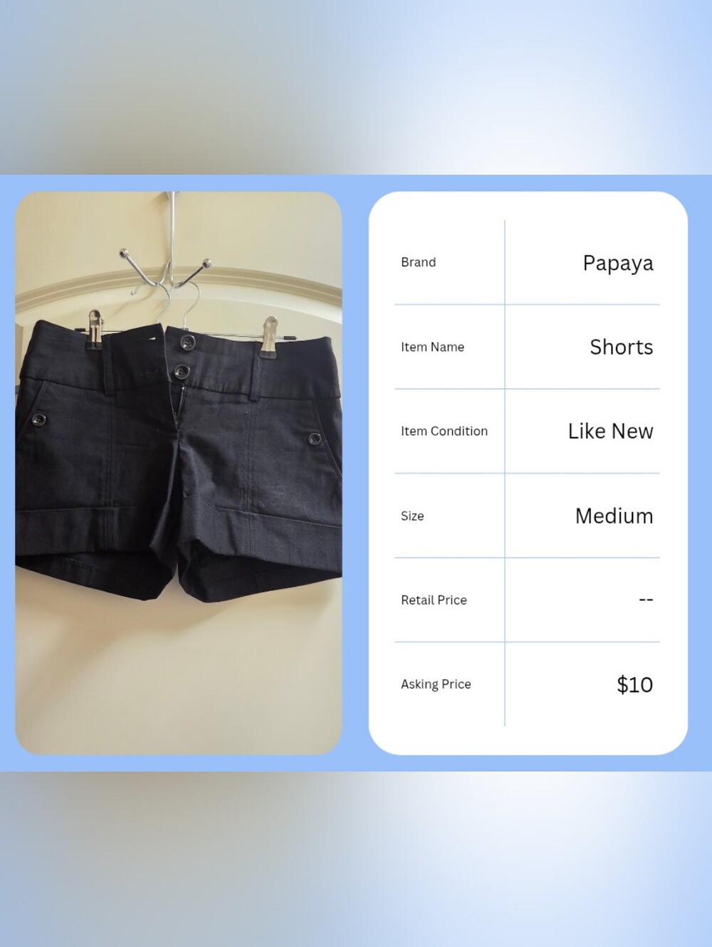 Papaya Black High-Waist Cuffed Shorts